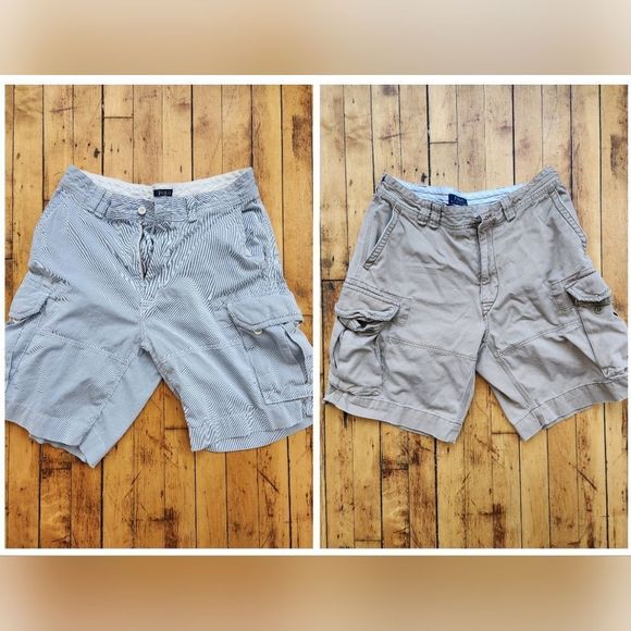 Polo Ralph Lauren Other - Mens Polo Ralph Lauren Cargo shorts lot of 2 size 36 khaki blue white button fly